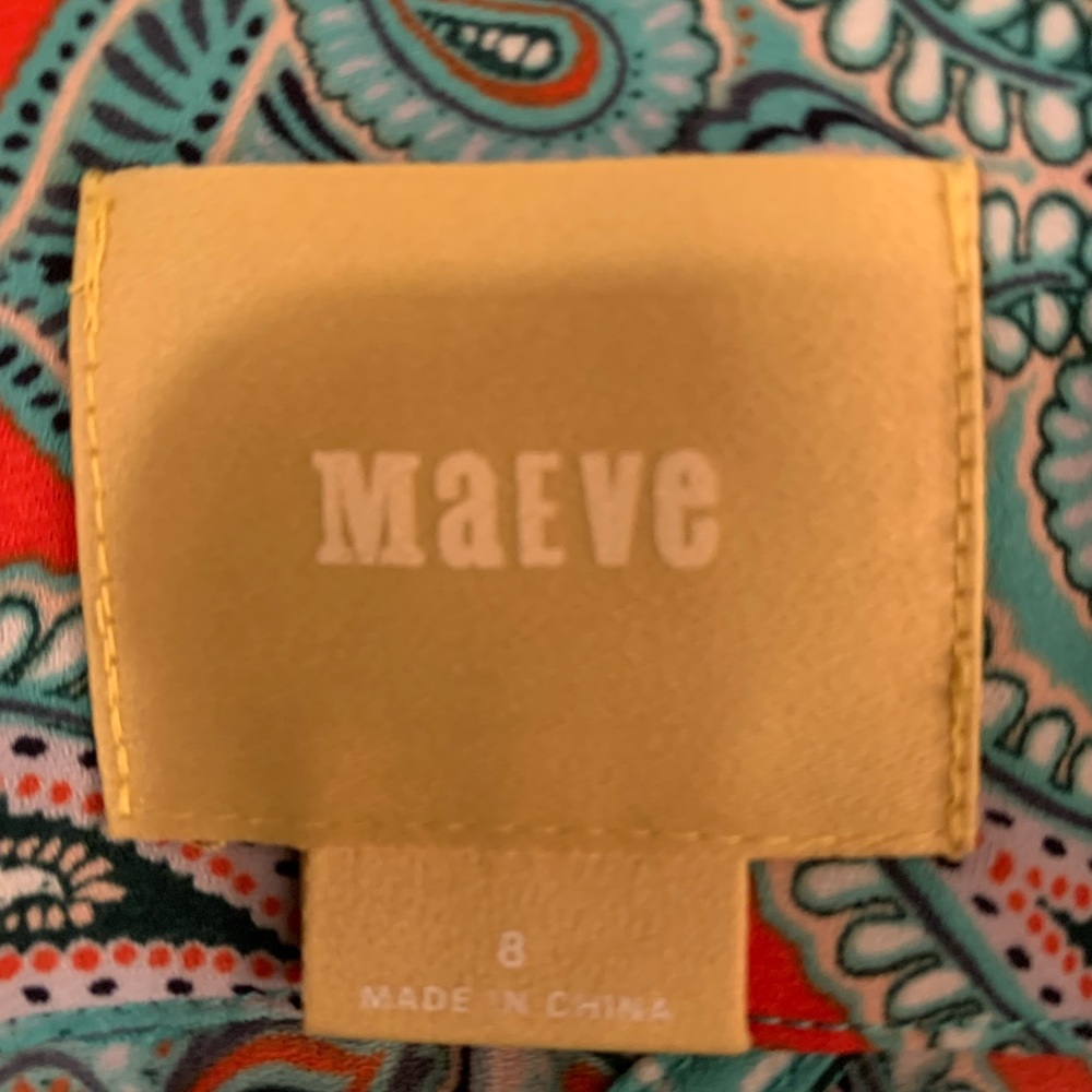 Maeve Aqua Paisley V-Neck Midi Dress - Picture 5 of 5